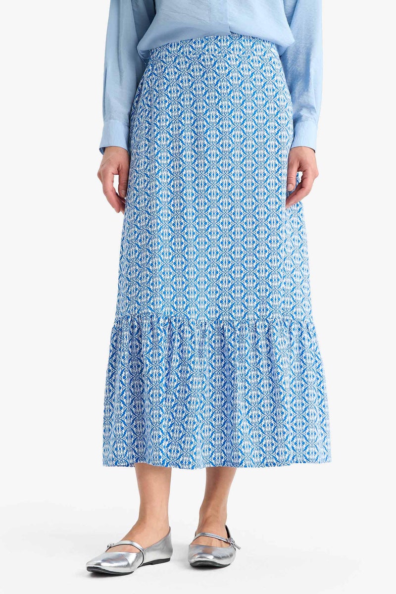 DeFacto Blue Woman Printed Maxi Skirt Casual - Image 4